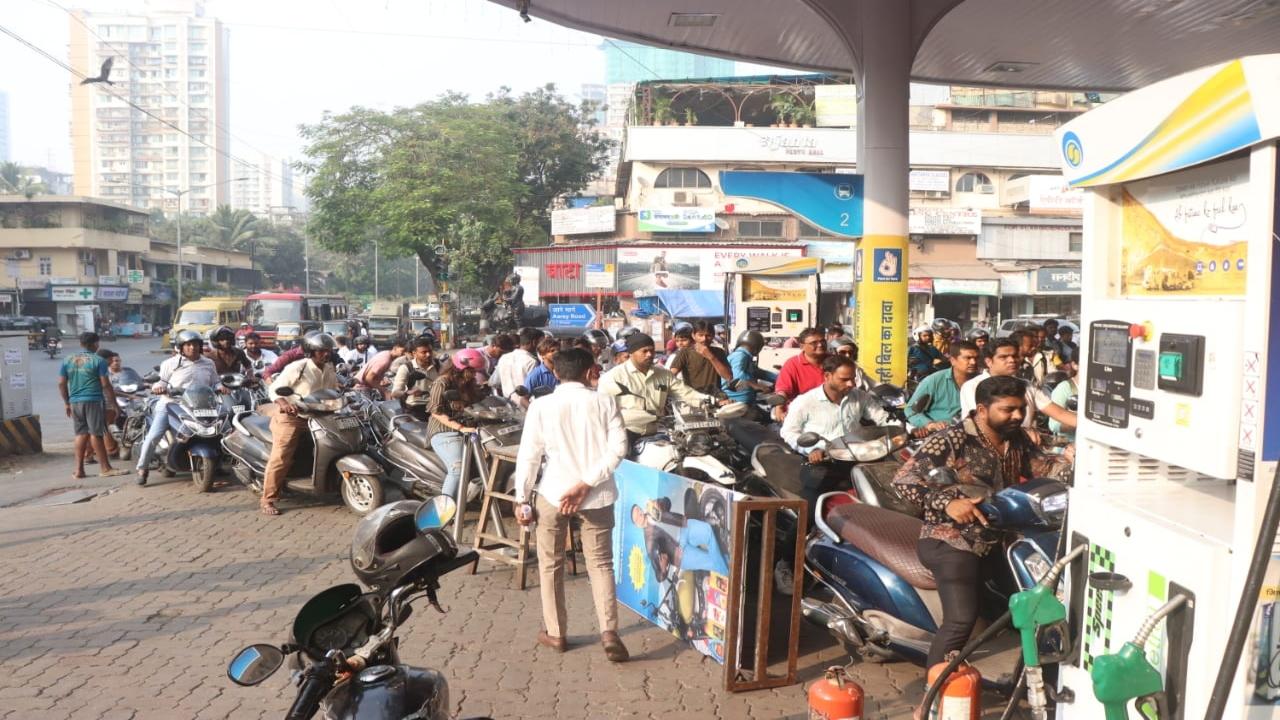 Hundreds of trucks and tankers, part of the LPG cylinders and petroleum products distribution system, were parked in front of the HPCL and BPCL refineries in Mahul area here till Tuesday afternoon, the official said