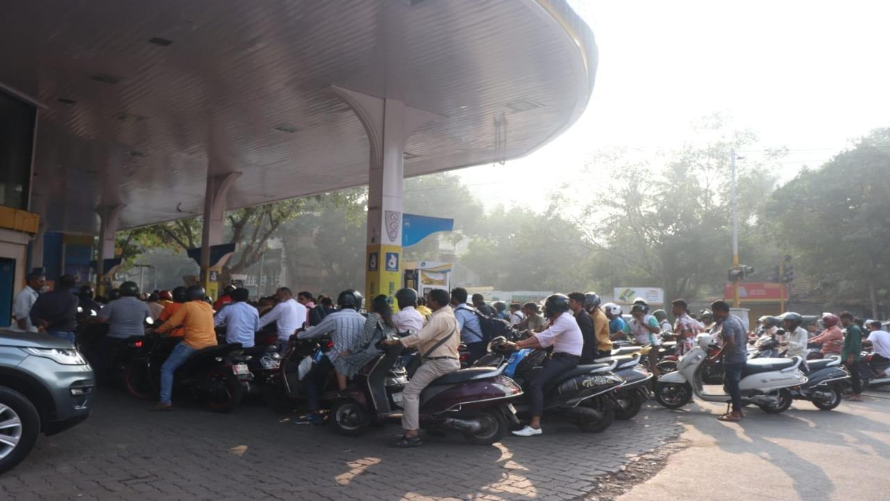 With the petroleum products not being delivered, there were long queues of people at petrol pumps in Mumbai and other cities waiting to get their vehicles refuelled amid the fear of fuel shortage
