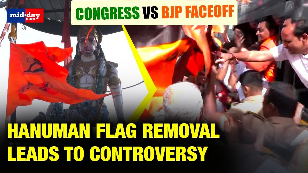 Hanuman Flag Row: Congress vs BJP faceoff over the removal of Hanuman flag