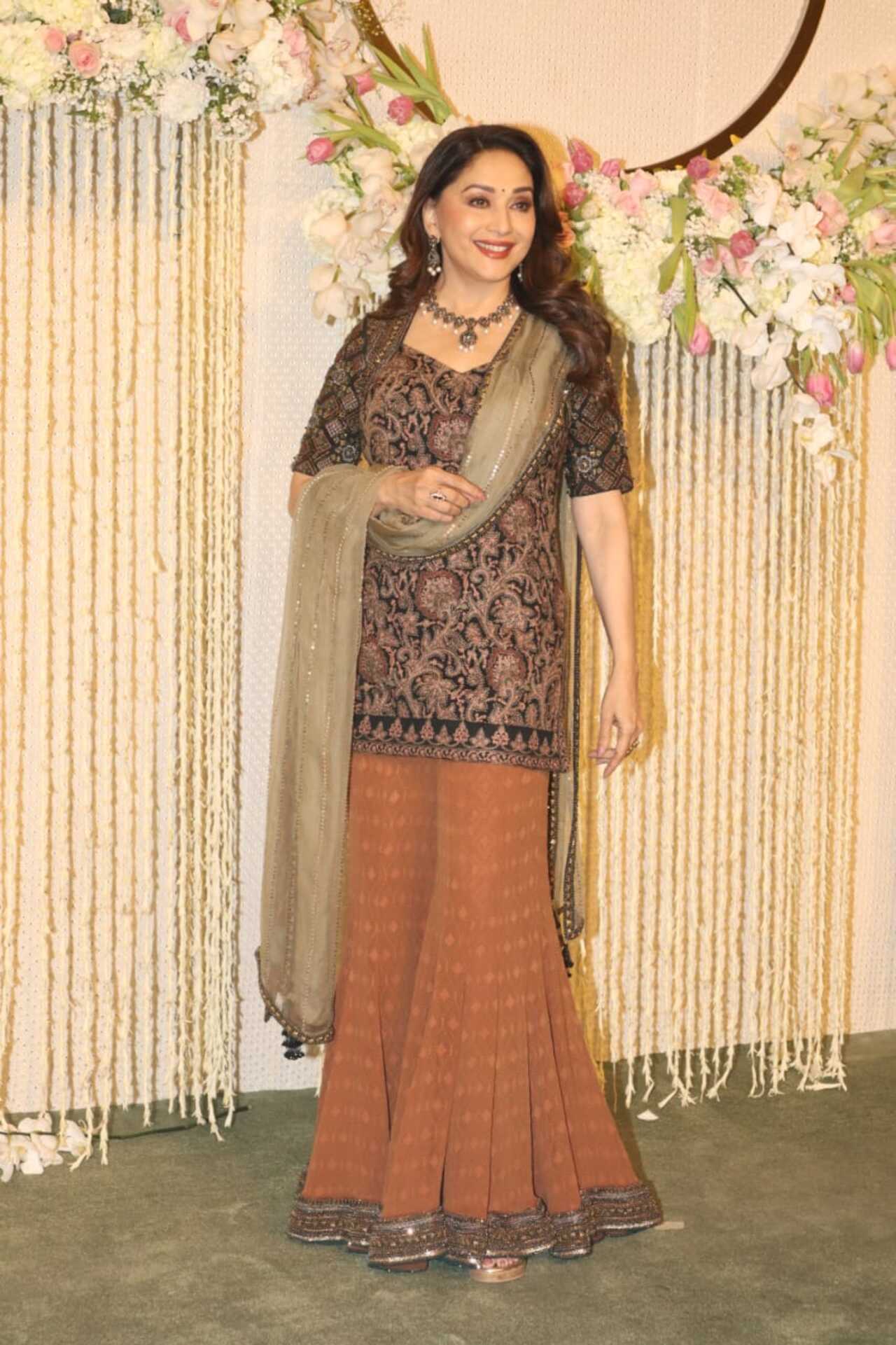 Madhuri Dixit went for a sharara suit of shades of brown