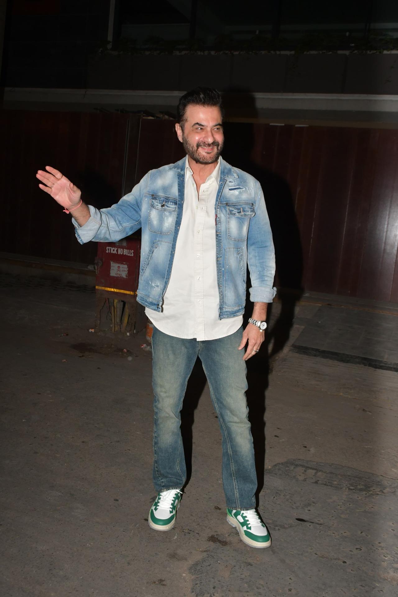 Sanjay Kapoor was in a jovial mood as he arrived for the legend's birthday bash