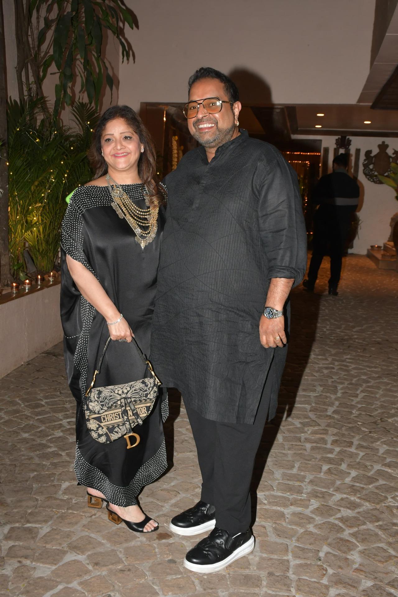 Singer Shankar Mahadevan arrived in an all-black outfit twinning with his wife