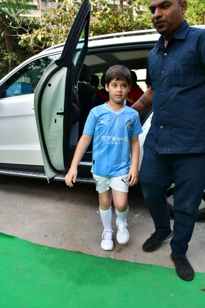 Karan Johar's son Yash arrived at the party wearing a jersey. Both siblings looked adorable!
