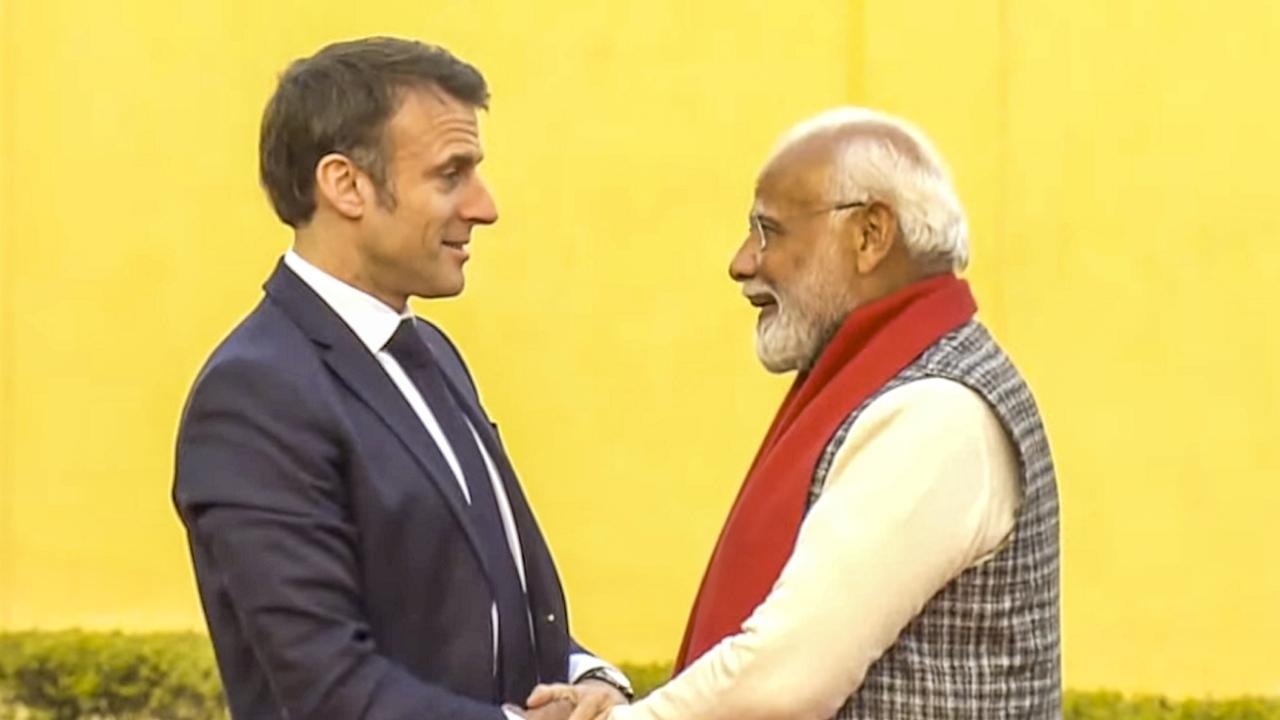  French President Emmanuel Macron arrives in Jaipur