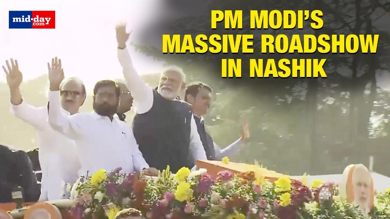 PM Modi in Maharashtra PM Narendra Modi holds a massive roadshow in Nasik