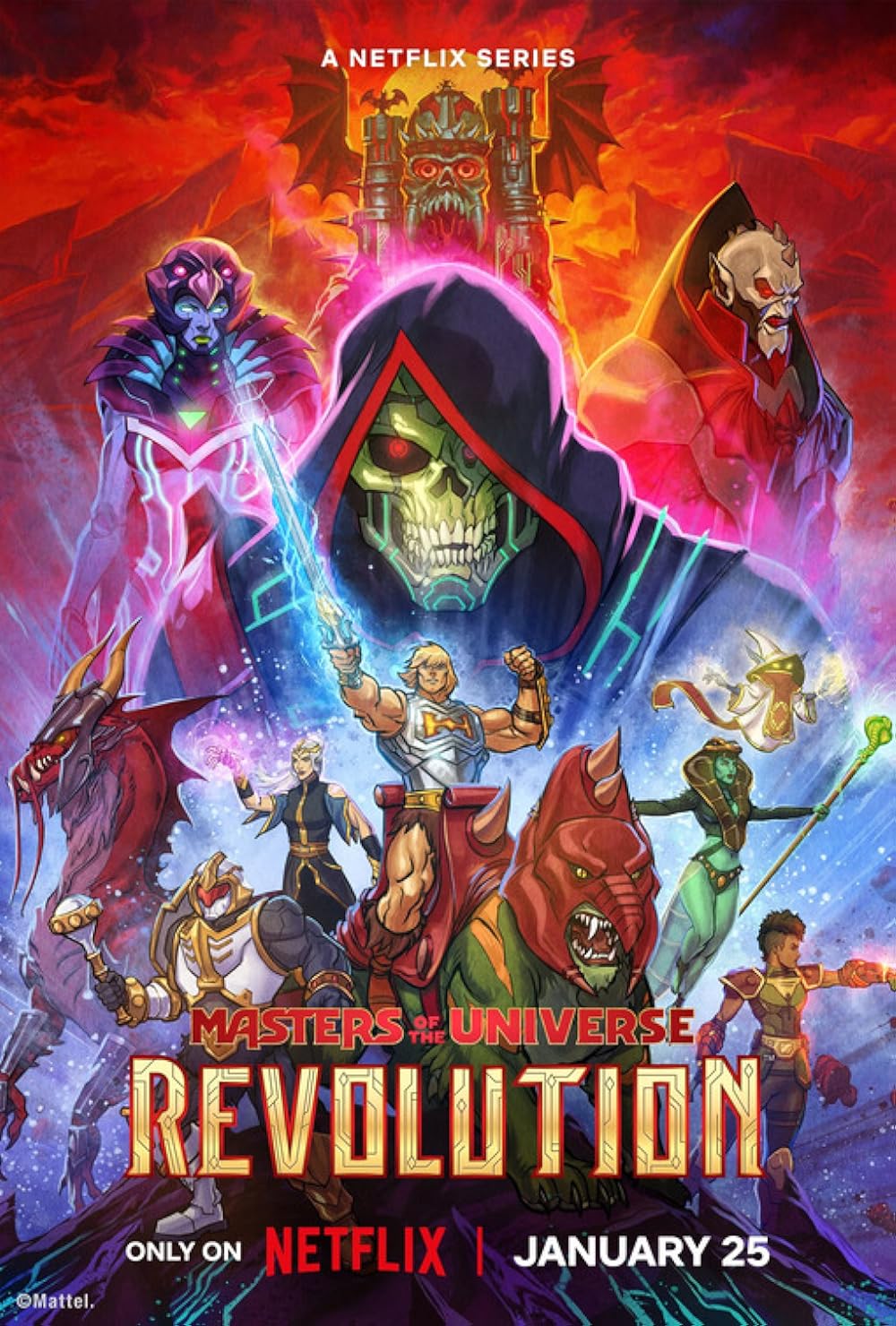 Masters of the Universe: Revolution (January 25) - Streaming on NetflixMasters of the Universe: Revolution is a follow-up series to 2021’s Masters of the Universe: Revelation. This enthralling new chapter in the He-Man saga expands upon his epic rivalry with Skeletor. Set in the fantastical world of Eternia, the story brings a fresh perspective to their classic conflict, focusing on a clash between technology and magic. As He-Man and his allies face Skeletor, they also confront a mysterious and deadly threat to their planet.