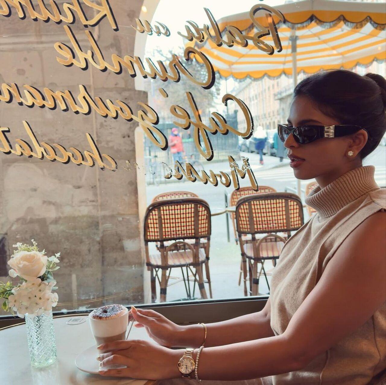 The Archies star looked uber stylish as she posed in coffee shop in brown top and stylish glasses