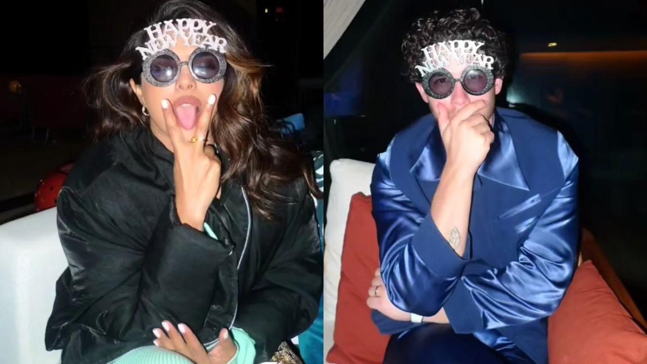 New Year 2024: Priyanka Chopra and Nick Jonas celebrate with quirky glasses and fireworks, take a look! 