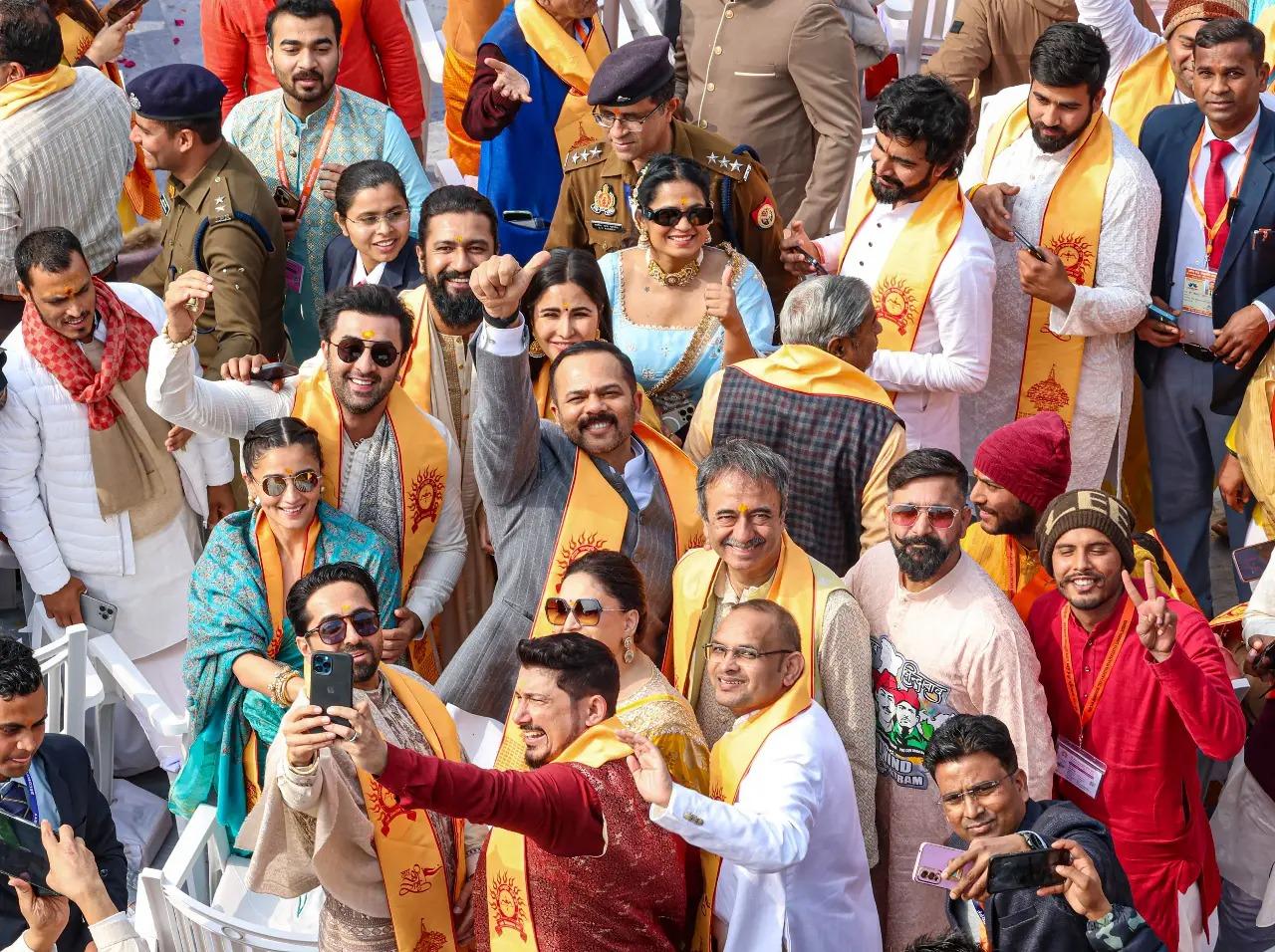 Several Bollywood stars gathered for the Ram Mandir inauguration. How many can you spot in this image? 
