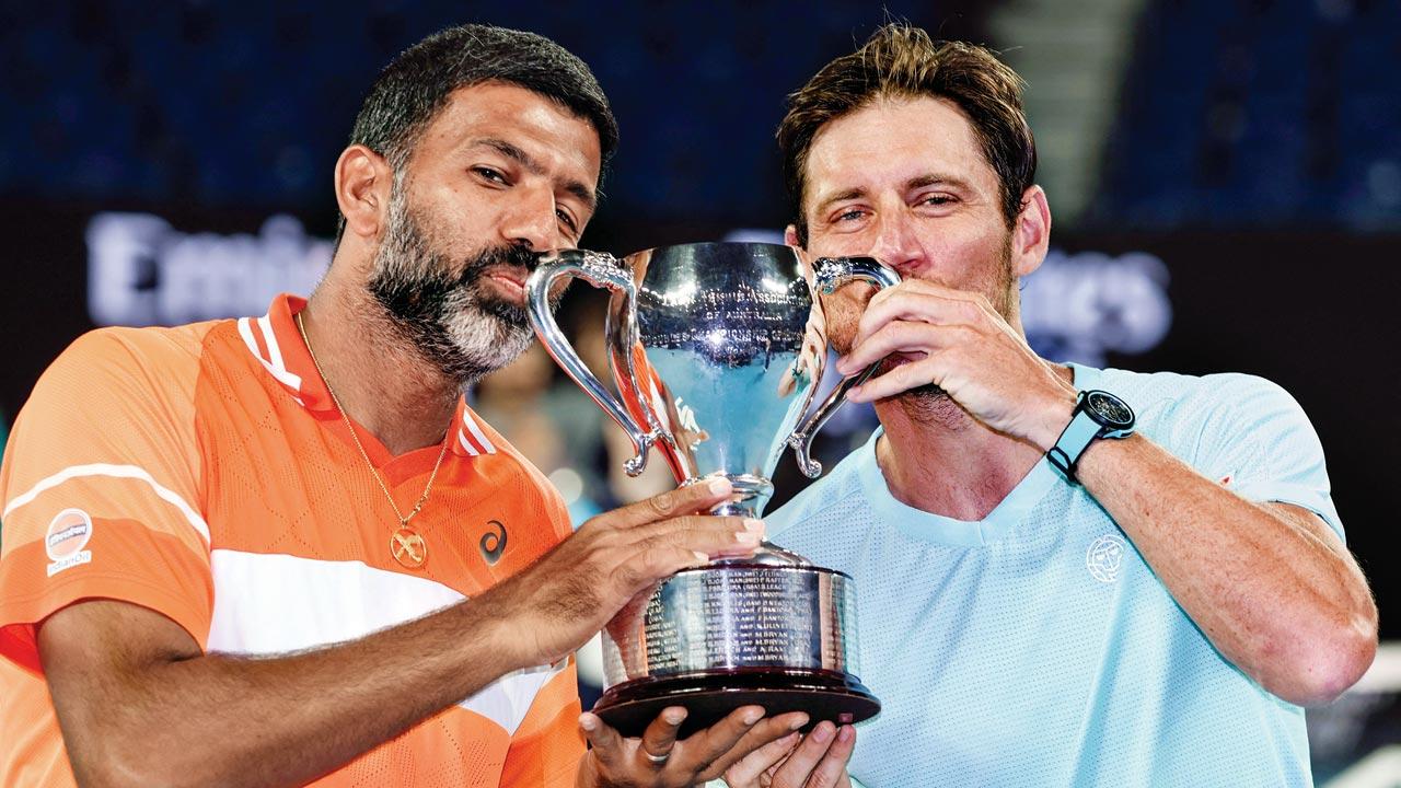 Rohan Bopanna (left) and his Australian partner Matthew Ebden