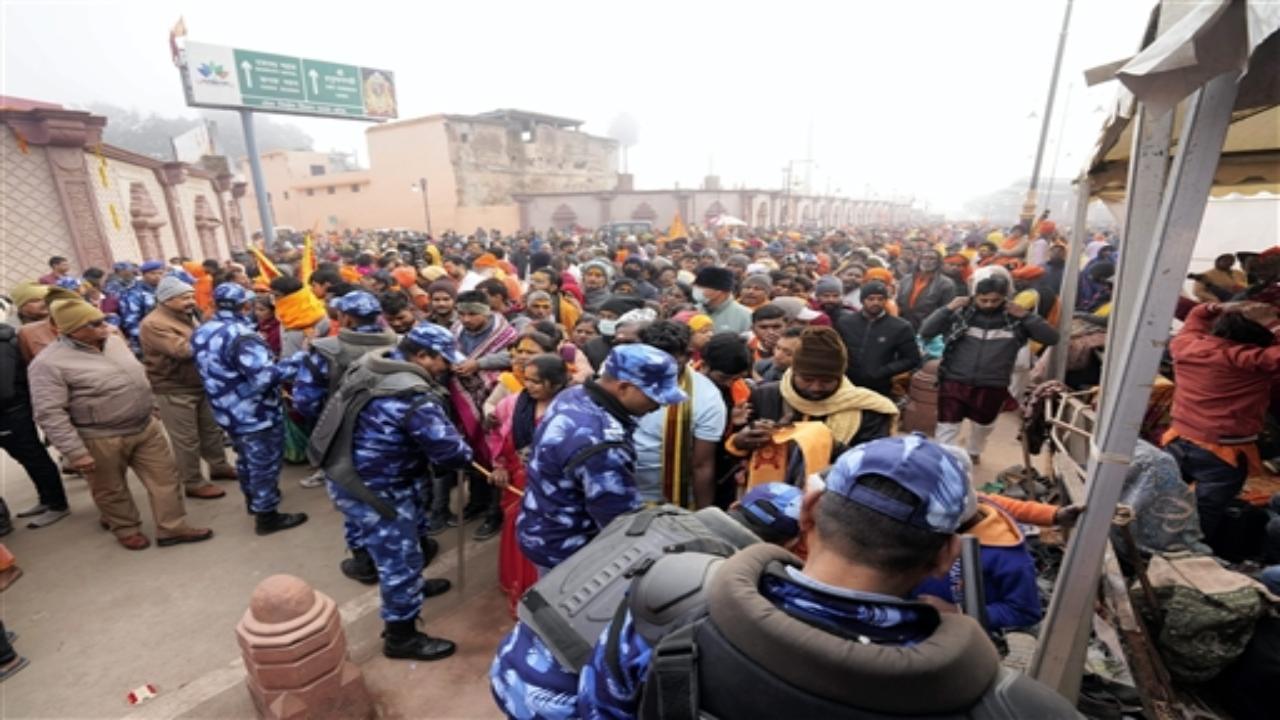 Ram Path -- the main thoroughfare -- was choked as devotees flooded the streets of the temple town, which has been gripped by religious fervour over the inauguration of the grand mandir.