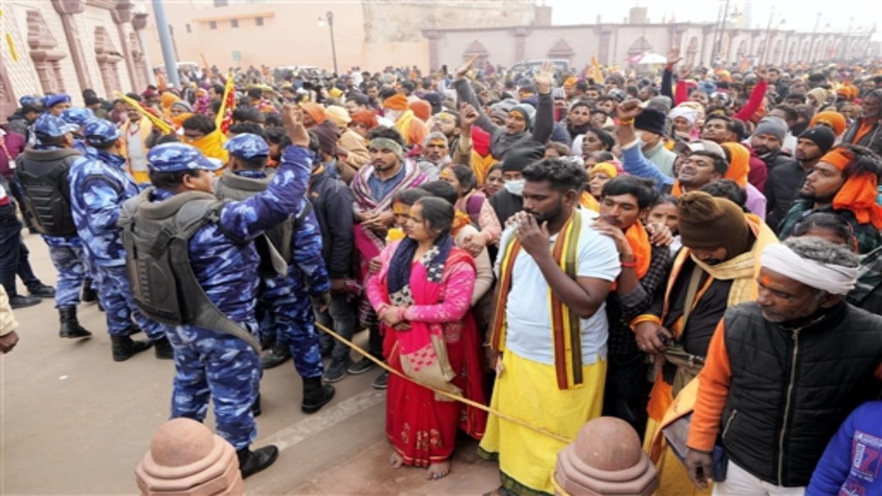 The entry of devotees to the temple complex began at 6 am and about 2.5 lakh people are likely to have visited the temple by 2 pm, Ayodhya Divisional Commissioner Gaurav Dayal told PTI.