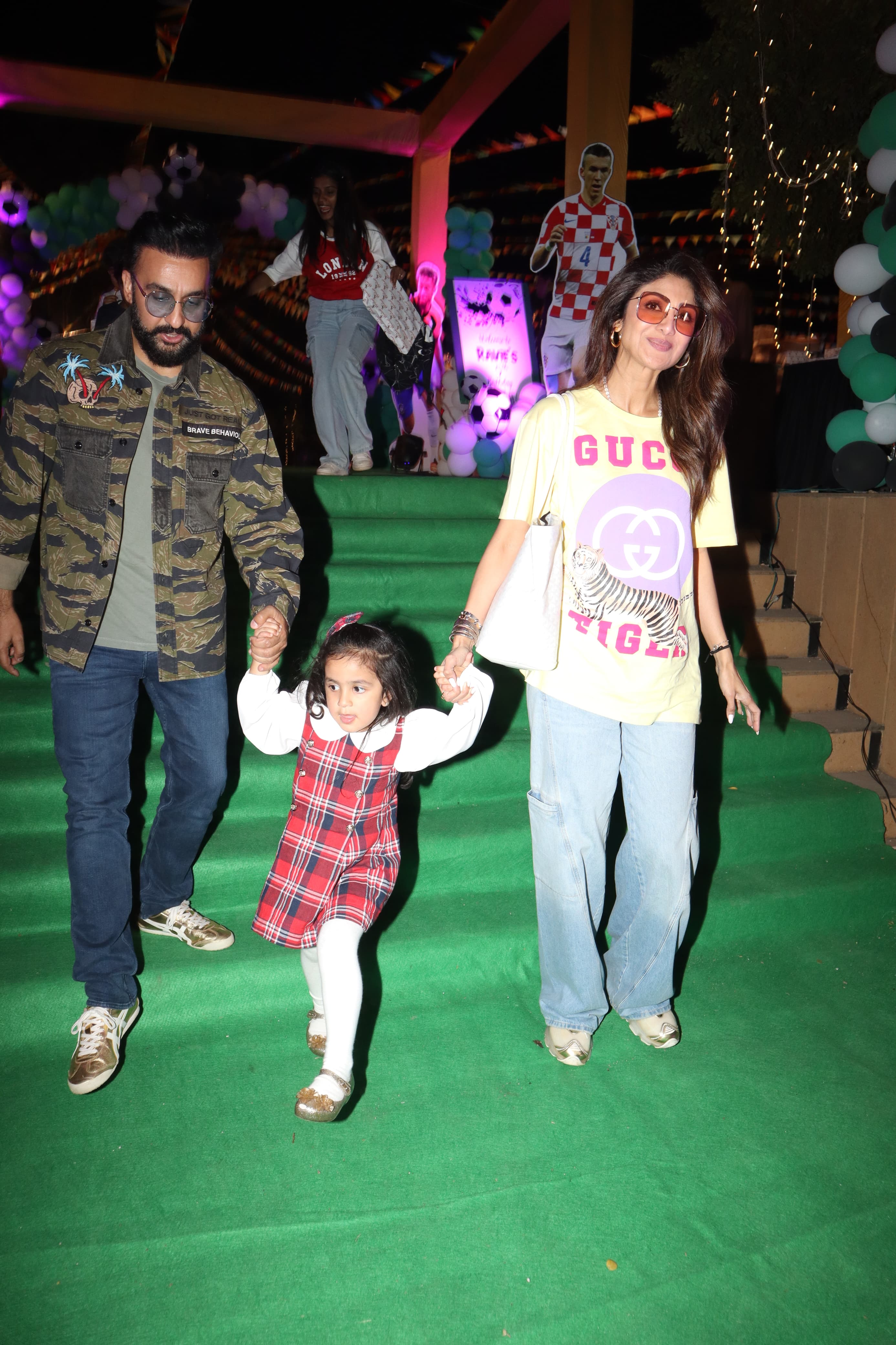 Shilpa Shetty and Raj Kundra showed up at Ekta Kapoor's son birthday bash with their little princess to take part in the celebrations