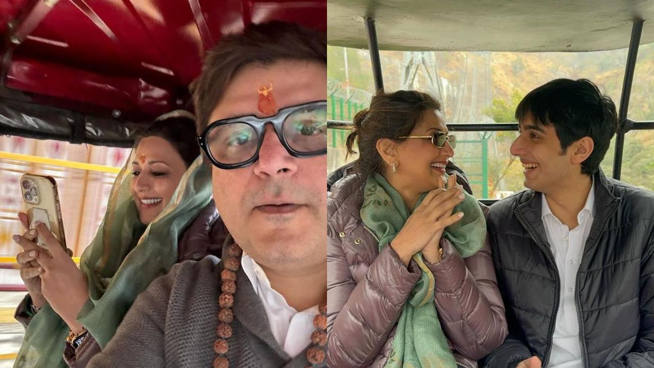 Sonali Bendre enjoys rickshaw and cable car rides with family before Ganga Aarti in Haridwar