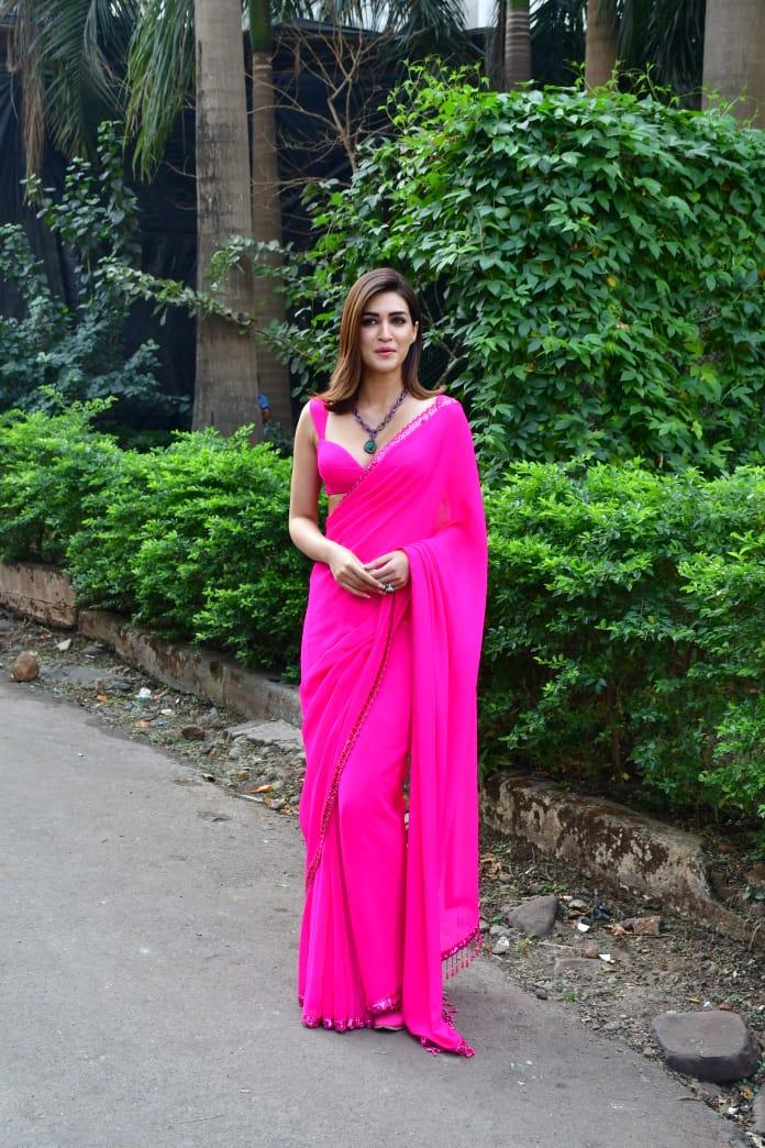 Kriti Sanon got clicked wearing a stunning pink saree