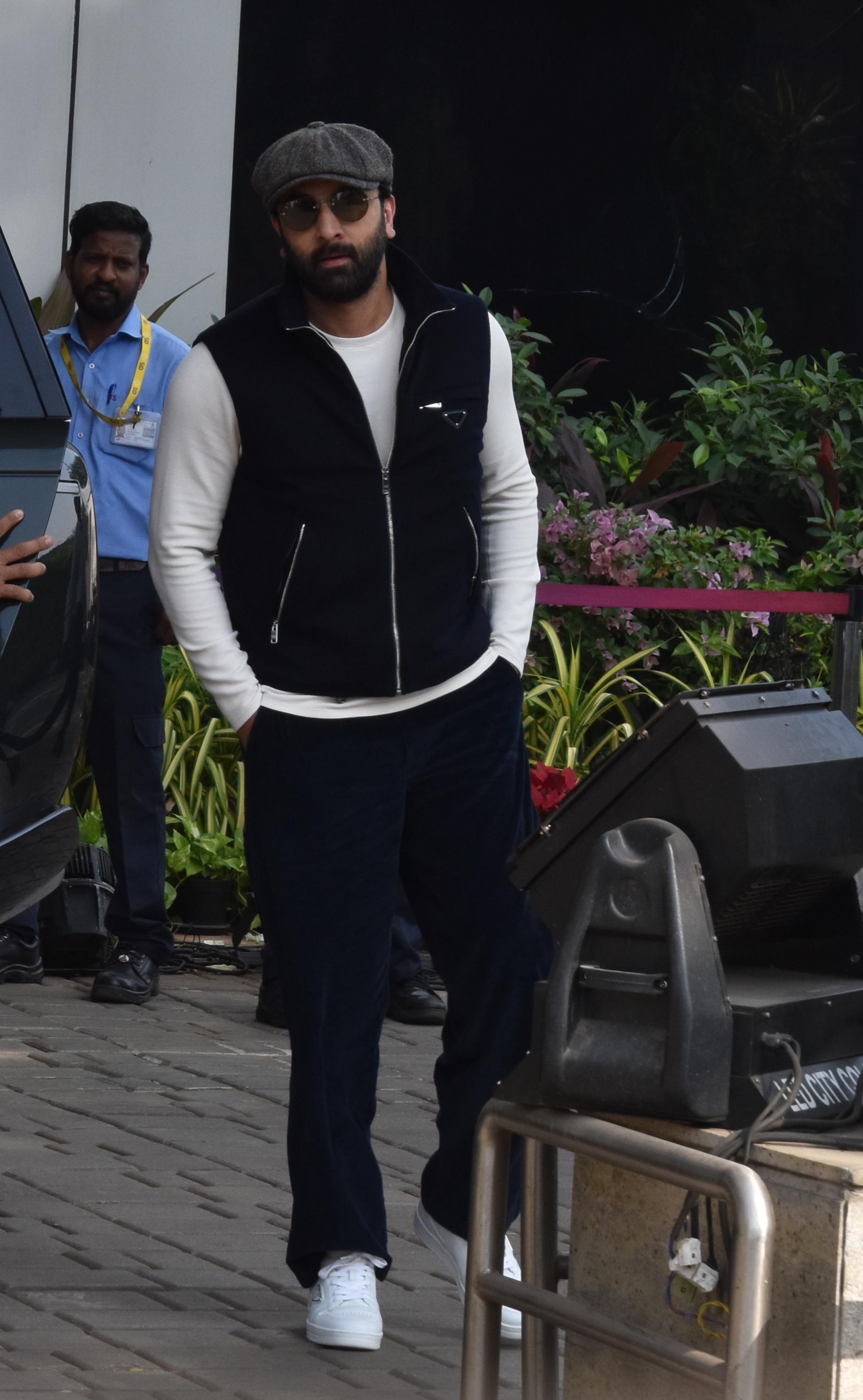 Ranbir Kapoor was spotted outside the private airport this evening