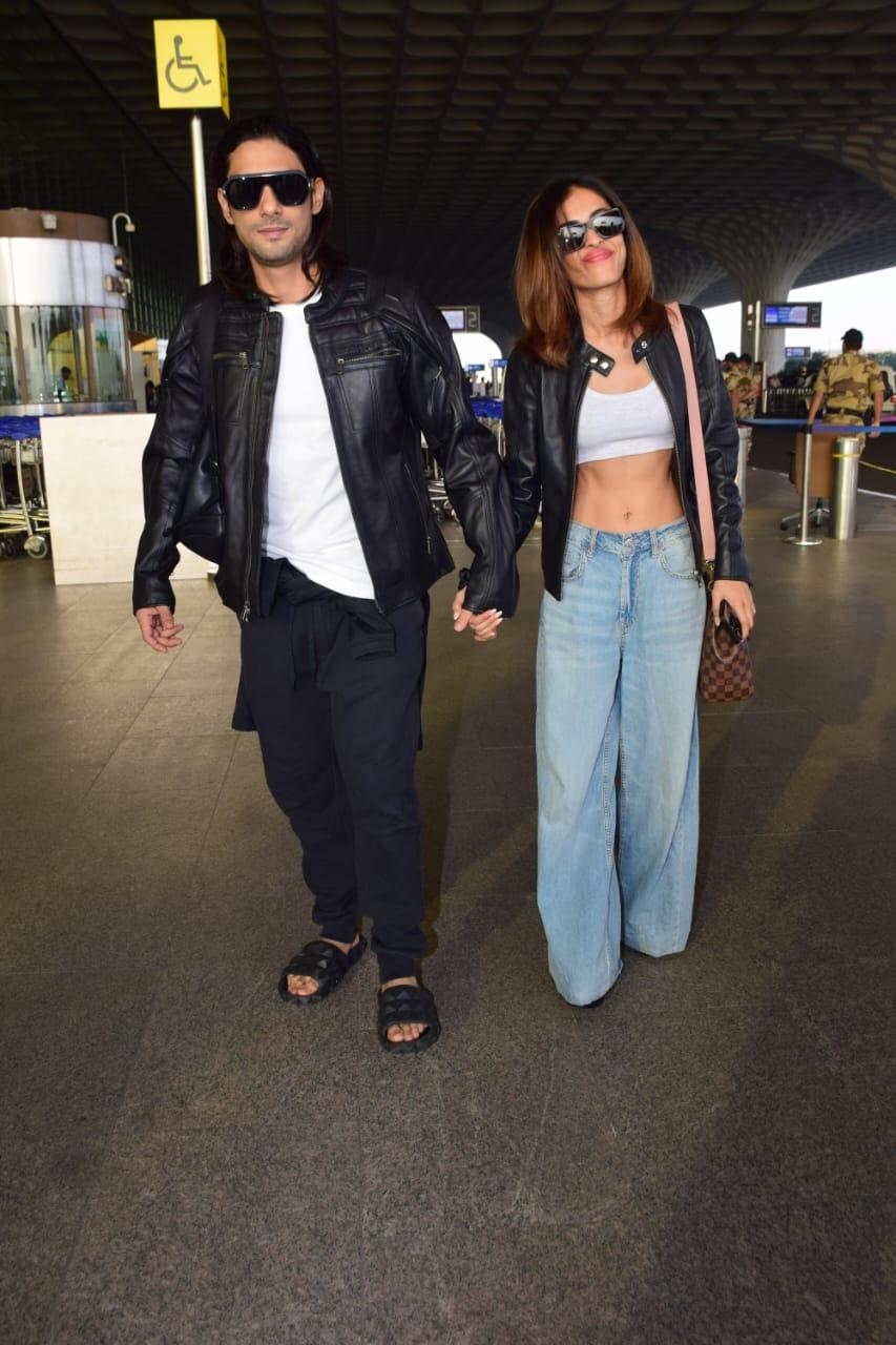 Prateik Patil Babbar and Priya Banerjee were seen at the airport, looking blissful.