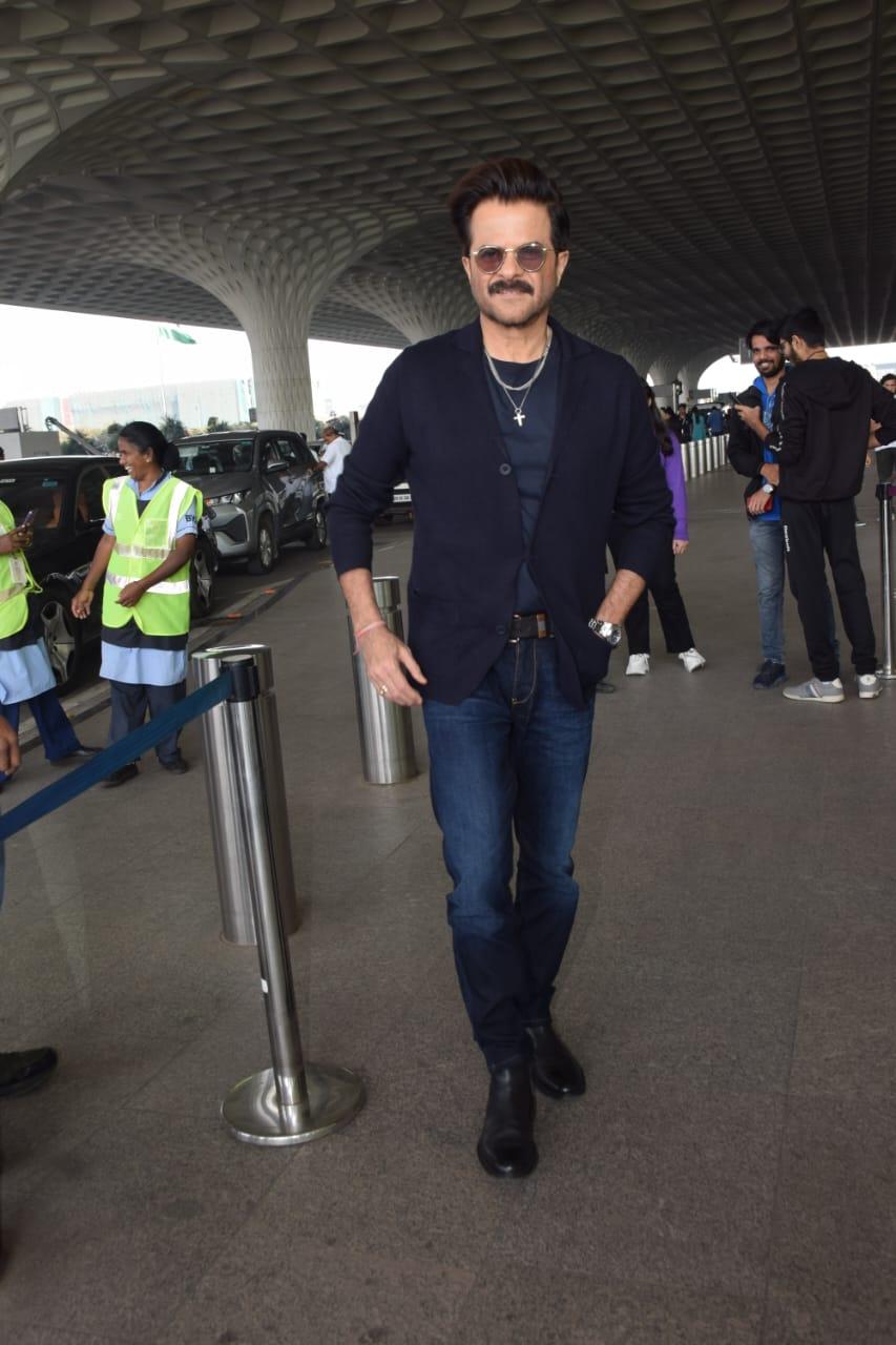 Anil Kapoor looked in high spirits as he was papped outside the Mumbai Airport