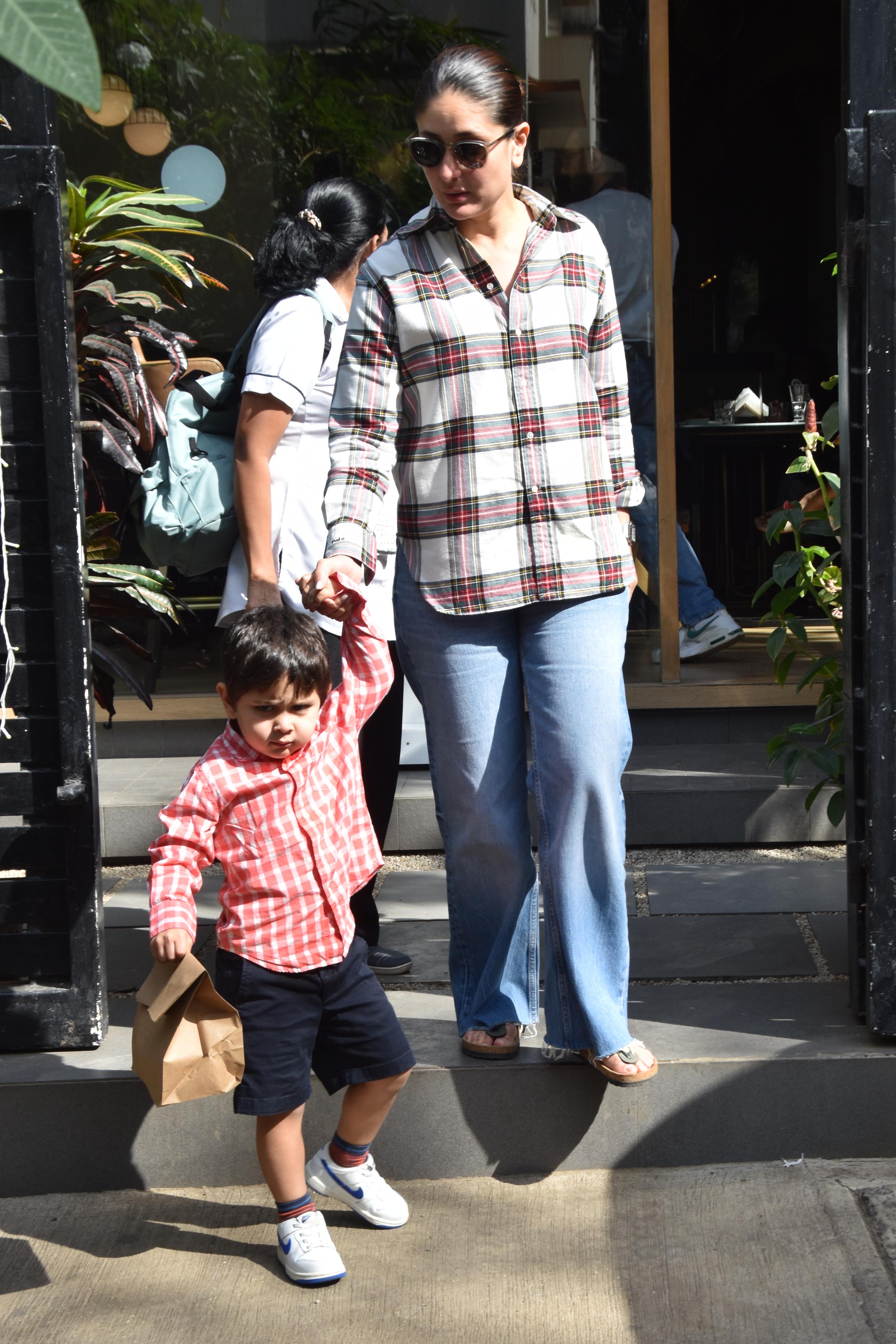Kareena Kapoor was seen with her little on Jeh as they exited their favourite restaurant