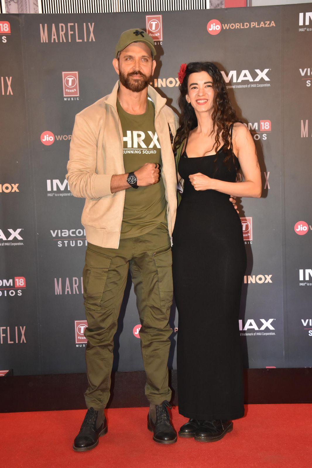 Hrithik Roshan was joined by his beautiful girlfriend Saba Azad at the 'Fighter' movie screening this evening
