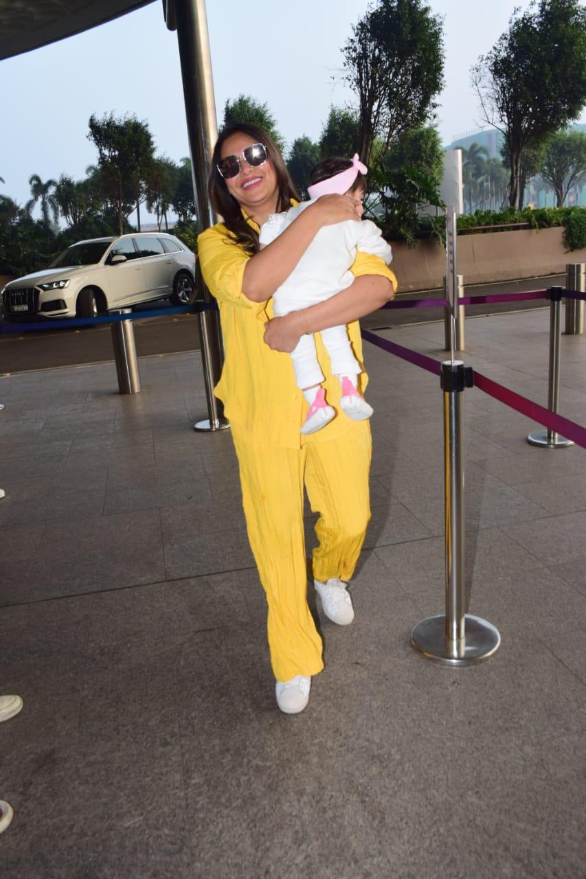 Bipasha Basu was spotted with her little one Devi at the airport as well