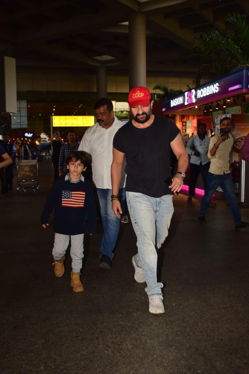 Saif Ali Khan arrived in Mumbai with Kareena Kapoor and their two children, Taimur and Jeh after a New Year vacation 