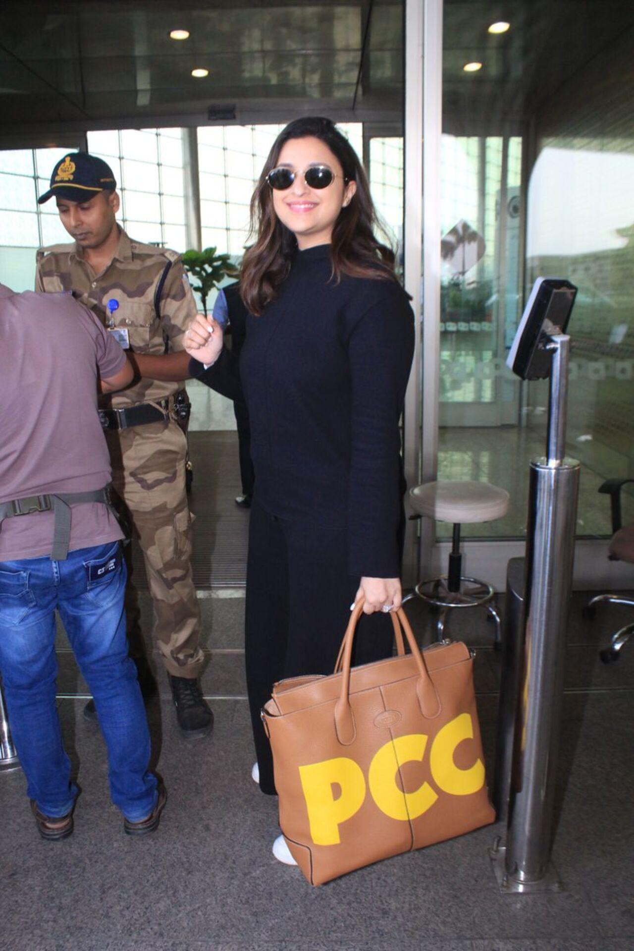 Parineeti Chopra was spotted at the Mumbai airport in an all-black athleisure look