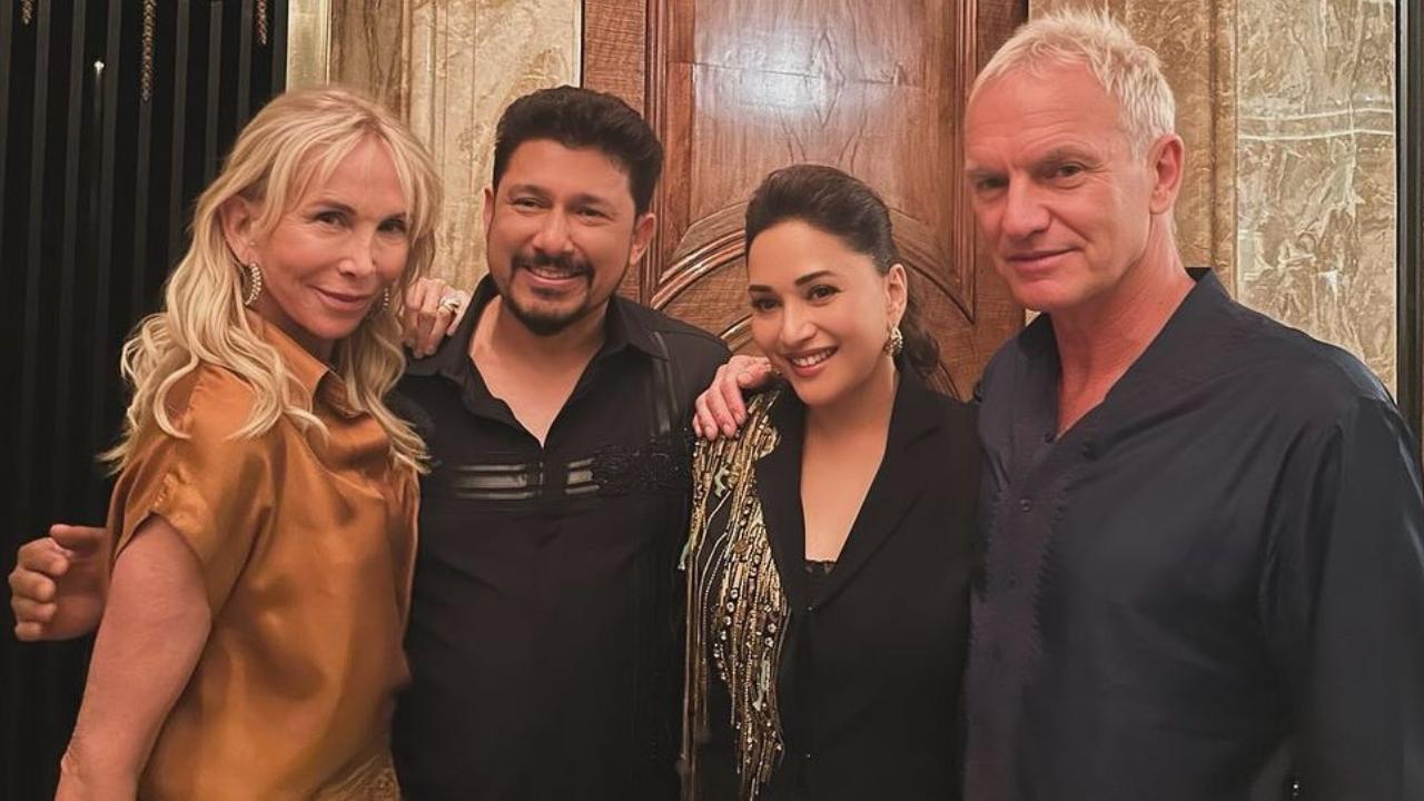 Madhuri Dixit spends evening with musician Sting and his wife Trudie Styler, see pics