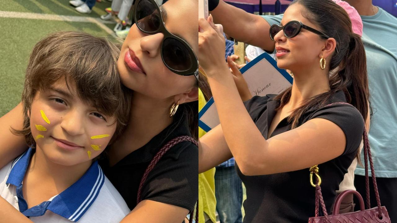 Suhana Khan turns cheerleader for brother AbRam Khan on sports day, see pics