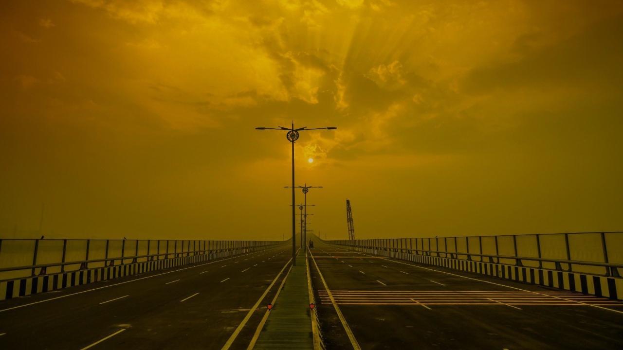 IN PICS: MMRDA shares first look of MTHL during sunset ahead of its inauguration
