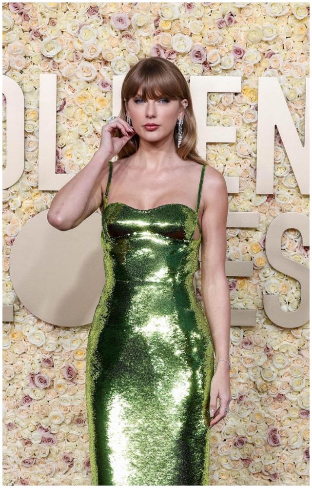 Taylor Swift walked the red carpet in a sparkling custom Gucci gown at the Golden Globes 2024, and there’s no doubt that the star made the whole place shimmer