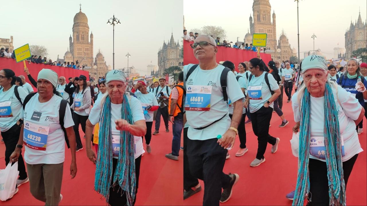 With their backpacks on, the senior runners were seen enjoying running on tracks in Mumbai along with their counterparts. 