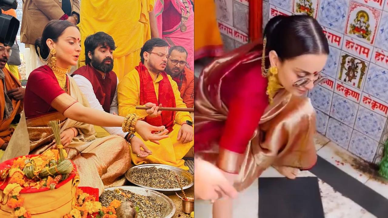 In Pics: Kangana Ranaut performs yagya, cleans temple floor in Ayodhya
