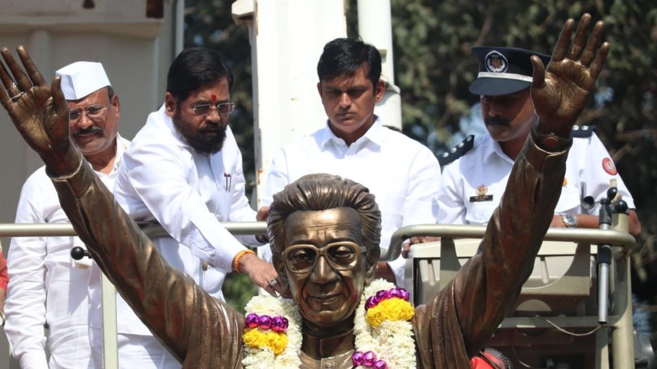 In Photos: CM Eknath Shinde visits late Bal Thackeray's memorial in Mumbai
