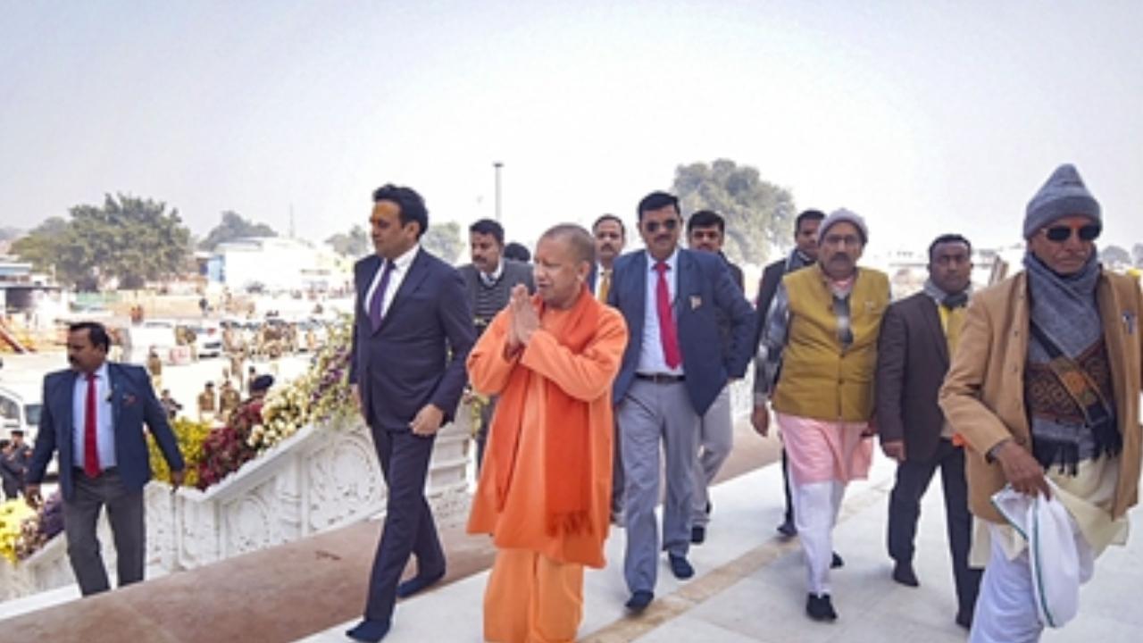 The Chief Minister, having paid homage to his mentors in Gorakhpur earlier in the day on Monday, arrived in Ayodhya after noon to take stock of arrangements at the temple