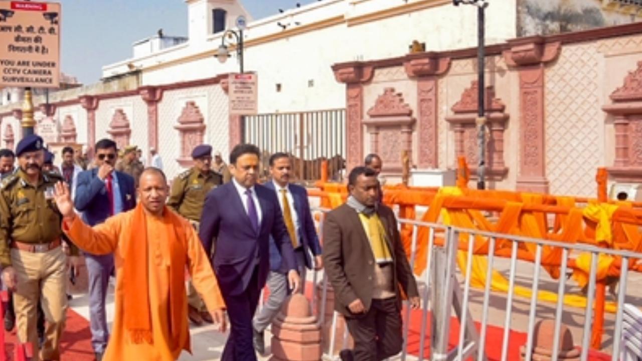 Yogi Adityanath took feedback on the arrangements at the temple from people officials of the temple trust -- Shri Ram Janmabhoomi Teerth Kshetra -- and also conducted an inspection