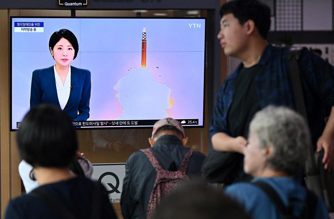It said the first missile flew 600 kilometres (370 miles) and the second missile 120 kilometres (75 miles), but didn't say where they landed. North Korea typically test-fires missiles toward its eastern waters, but the second missile's flight distance was too short to reach those waters
