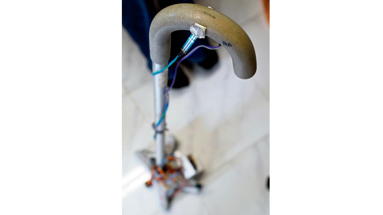 A close-up shot of pressure sensors on the handle