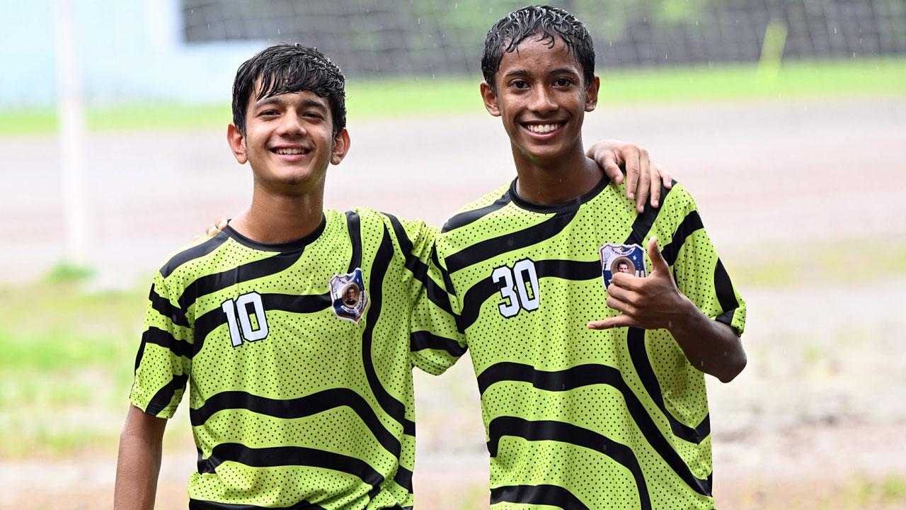 Don Bosco’s goalscorers Adair D’Souza (left) and Sheldon Dias