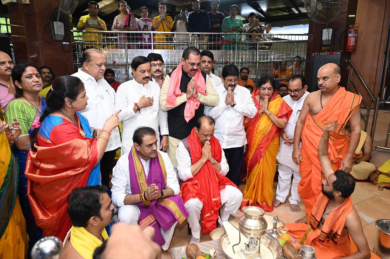 The deputy CM was accompanied by his son Parth Pawar, NCP parliamentarians Sunil Tatkare and Praful Patel, MLAs Anil Patil, Dhananjay Munde, Dilip Walse Patil and other party legislators