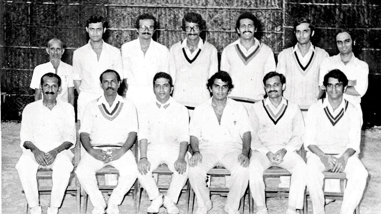 The champion Dadar Union Sporting Club team of the 1970s. Amar Vaidya is on the extreme right in the back row while Sunil Gavaskar is seated fourth from left. Pic/The Late vs Patil Collection