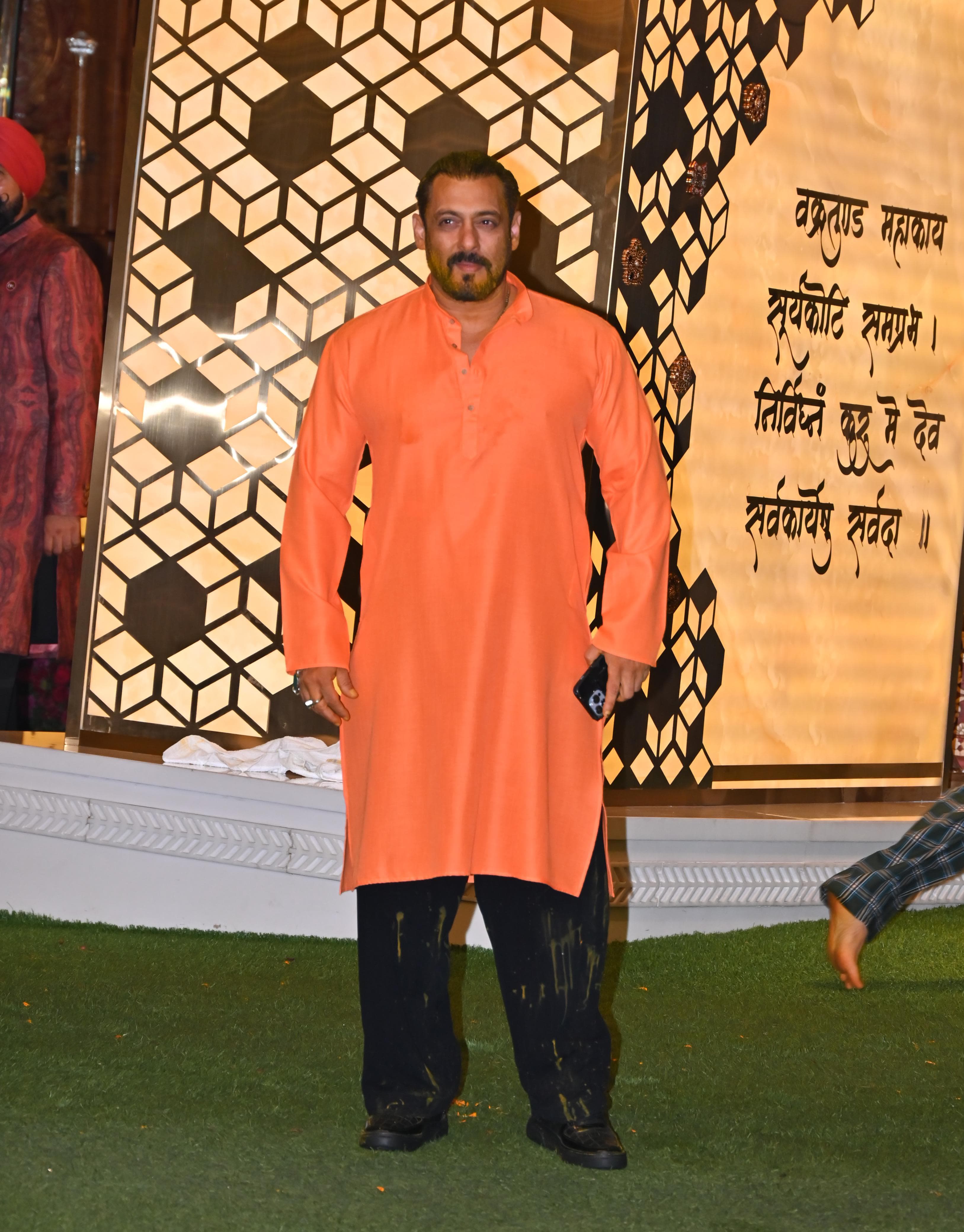 Salman Khan's style game was on point as he opted for an orange kurta with black bottoms