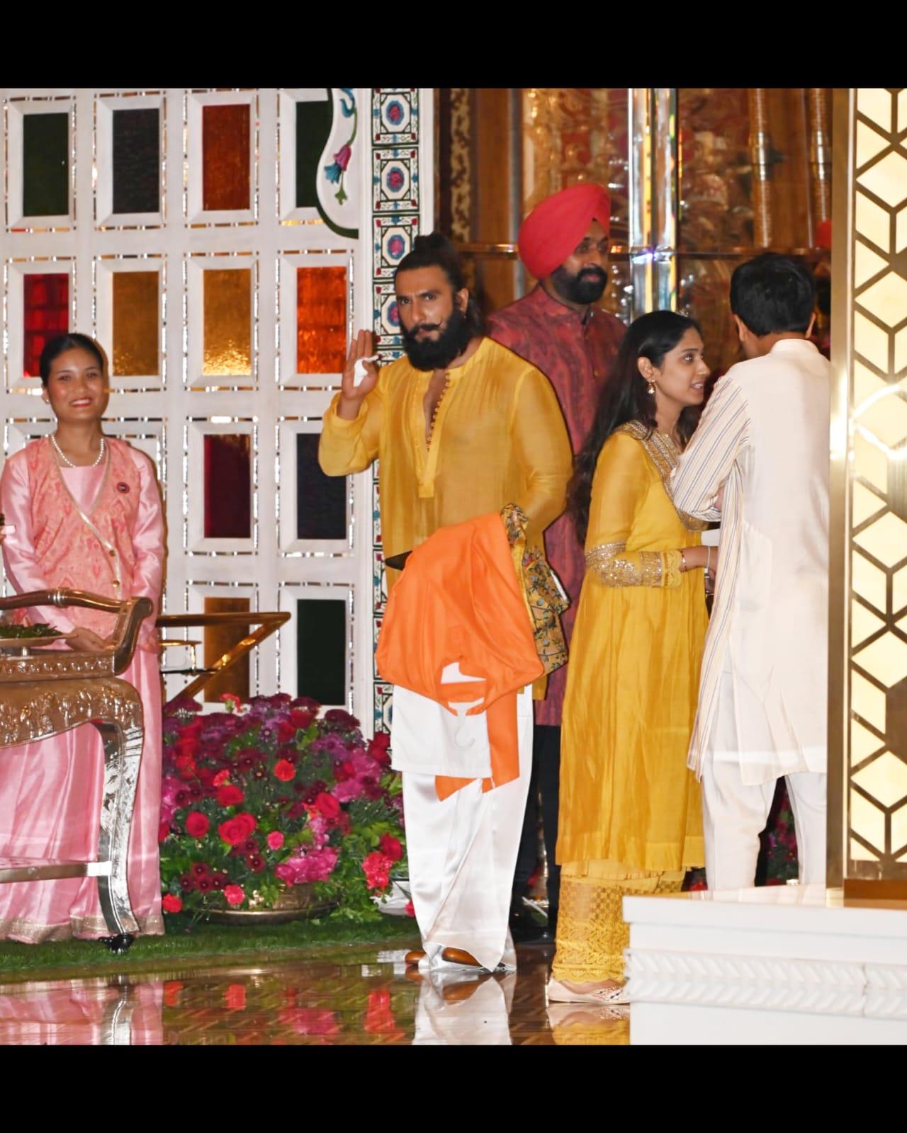Ranveer Singh cracked the code for a haldi ceremony look by opting for a yellow kurta paired with white payjama