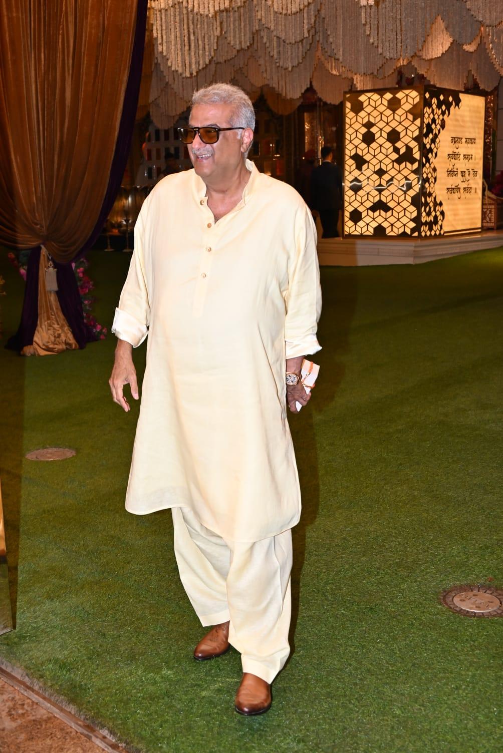 Boney Kapoor attended the haldi function wearing a plain white kurta set