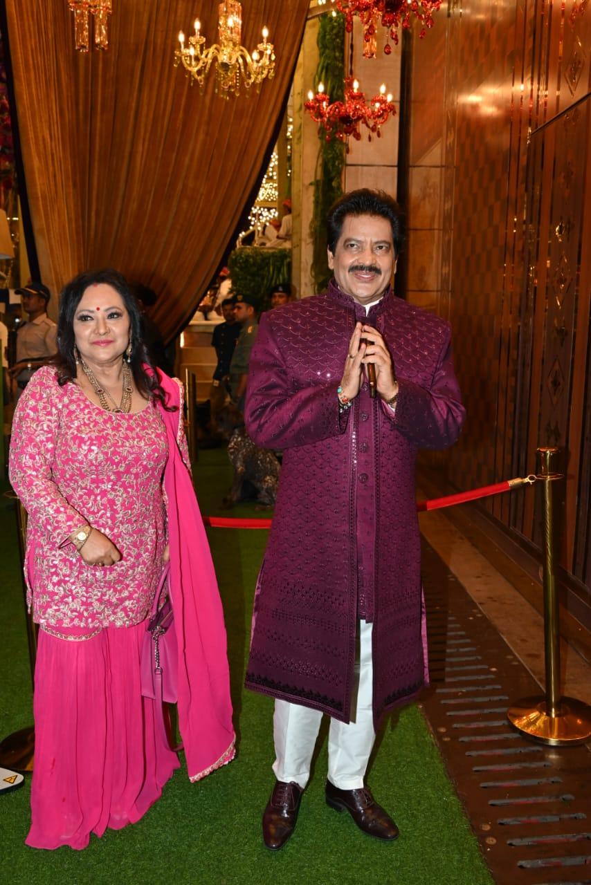 Ace singer Udit Narayan was also snapped outside Antilia with his wife