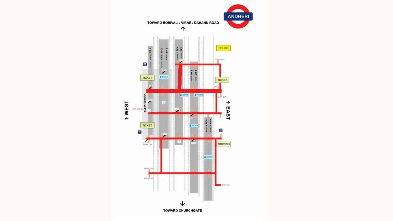 Map of  Andheri station. Pic/m-Indicator
