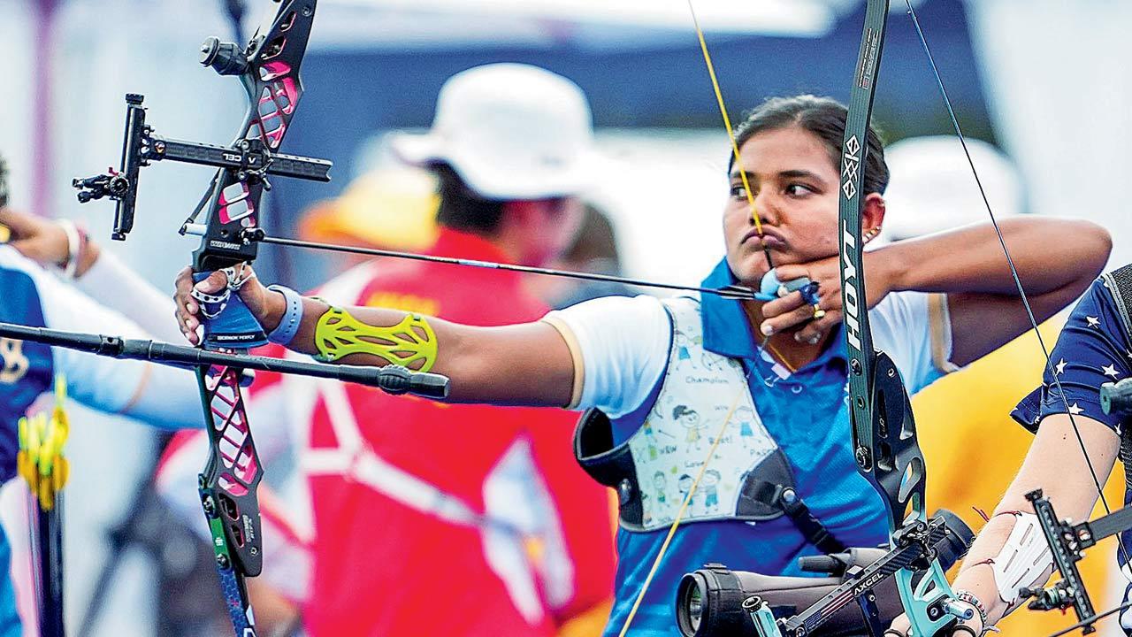Archer Ankita Bhakat competes in Paris yesterday