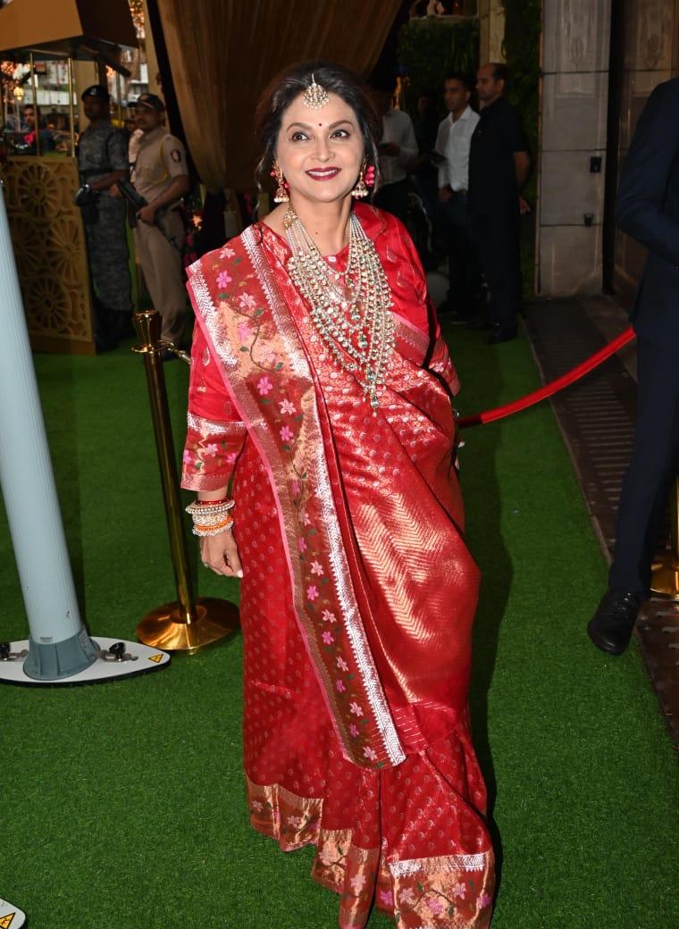 Mukesh Ambani's sister stole the spotlight in all red saree with golden embroidery