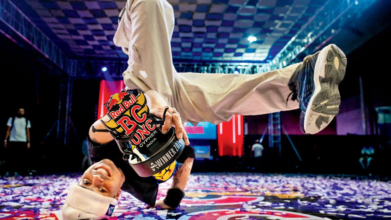 Arif Chaudhary performs a stunt at the competition in Bengaluru