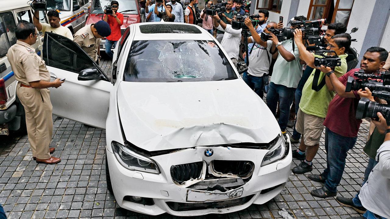 The BMW car that was involved in the accident. Pic/Ashish Raje